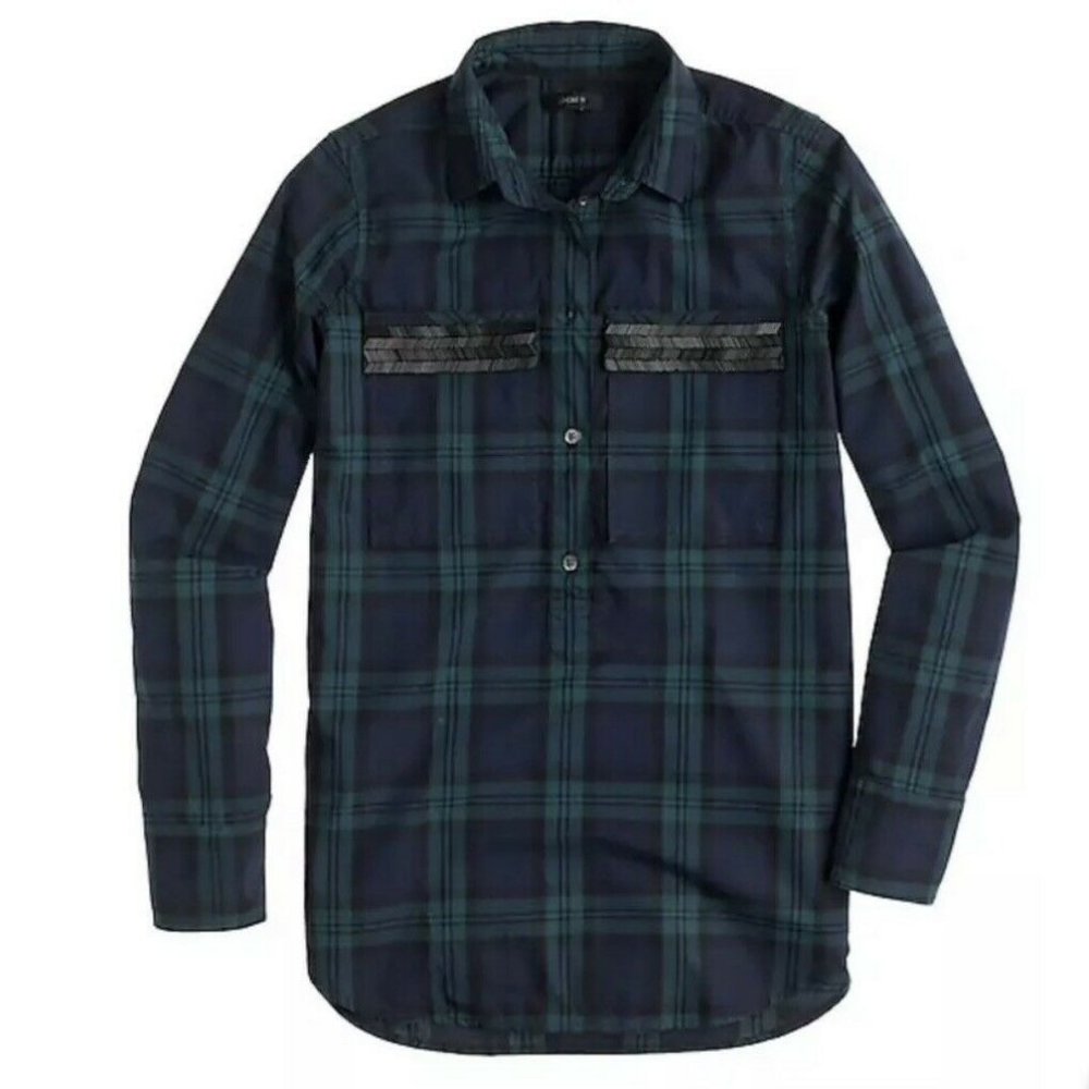 J Crew Button Down Plaid Shirt Size 2 - Picture 8 of 8